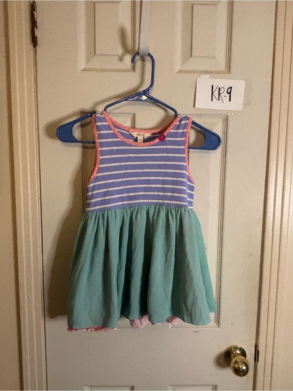 Matilda Jane Lavender Striped & Mint Green Tank Dress with Pink Trim